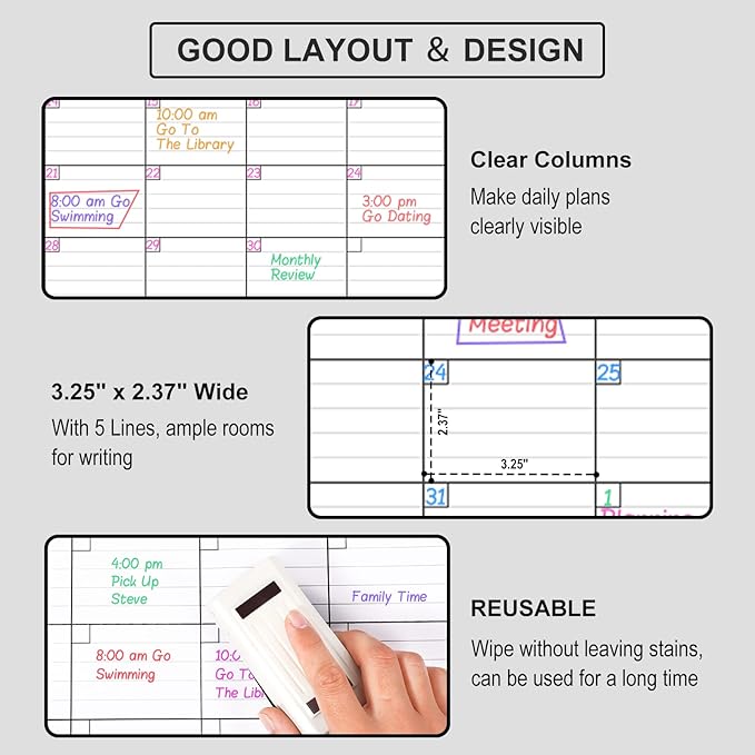 Large Dry Erase Calendar for Wall,3 Month Vertical Wall Calendar, Blank Reusable Monthly Quarterly Calendar Planner Undated, 27.8"x41" Whiteboard Calendar, Office, Classroom