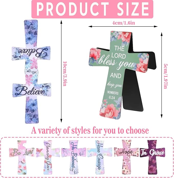 18PCS Magnetic Cross Bookmarks Gifts, Magnetic Bookmark Christian Cross Magnetic Page Markers Religious Bible Verses Bookmarks for Bible Study, Readers, Teachers, Students (F)