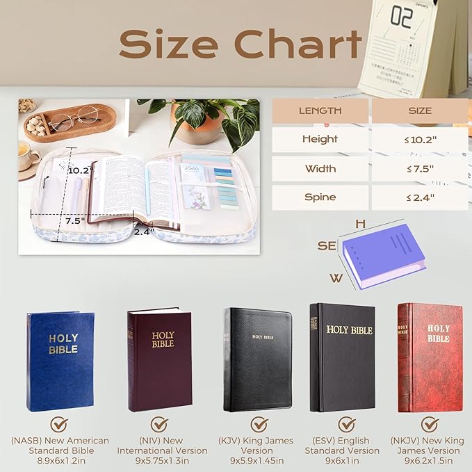 XKDOUS Bible Cover for Women Quilted Bible Bag Church Book Carrying Case with Letter A, Handle, Study Supplies Organizer Portable Church Book Carrier Christian Gifts for Mom, Lady
