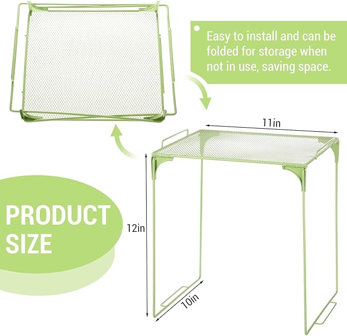 Colarr Light Green Locker Organizer Shelf Locker Accessories for Girls Stackable Storage Organization Shelf Area Saver Fits Standard Size for School Office Kitchen and Home