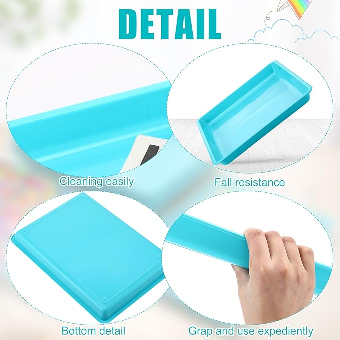 Hoteam 10 Pcs Flat Storage Organizer Tray Bin Paper Tray for Classroom Plastic Stackable File Organizer for School Office Teacher Book Organization(Light Blue,16.14 x 11.81 x 1.38 Inch)