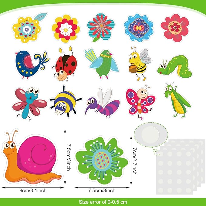 135 Pieces Spring Bulletin Board Decorations Classroom Flowers Cutouts Spring Multiple Color Flower Bird Animal Bulletin Board Decorations for March Easter Kids School Classroom Party Church Supplies