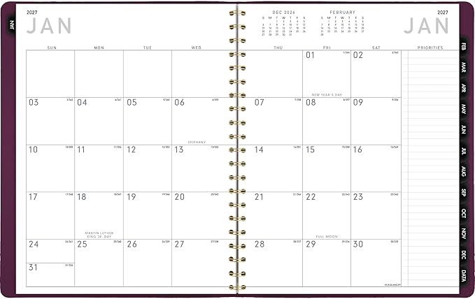 AT-A-GLANCE 2027 Appointment Book Planner, Weekly & Monthly, 8.25" x 11", Half-Hourly, Contemporary, Purple (70940X1427)