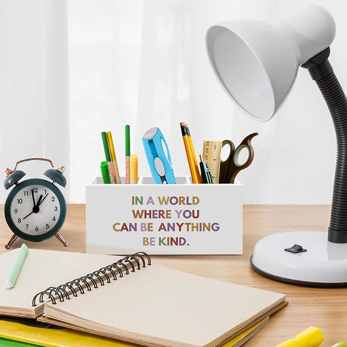 Be Kind Inspirational Pen Pencil Holder for Desk, Positive Motivational Office Desk Accessories, Boho Makeup Brush Toothbrush Holders Organizer for Office Classroom Bathroom