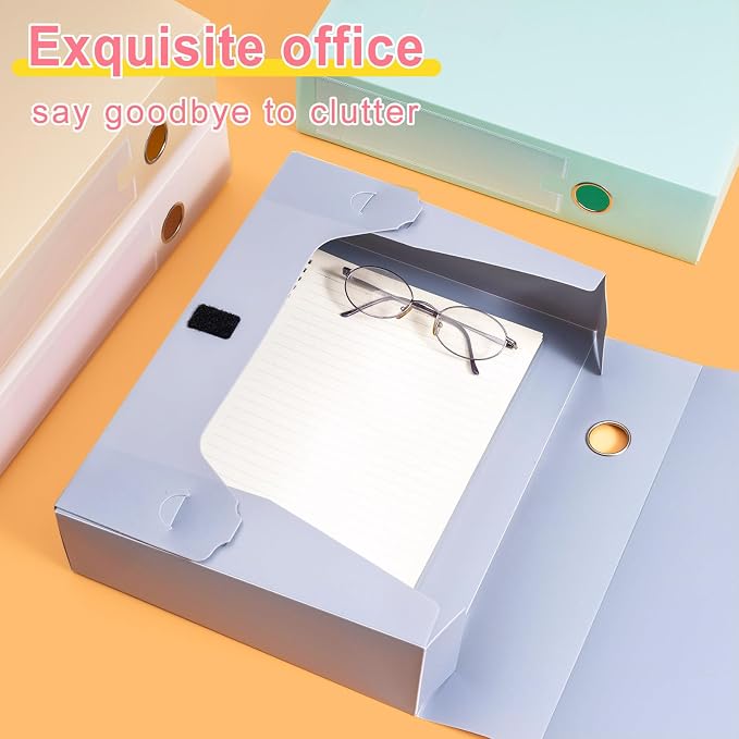 A4 Storage Archives Cases File Boxes Plastic Archives Cases with Lid, Box File, Height 75mm,4 Colores Folding Document Storage Box for Office、Homes and School-4 Pack