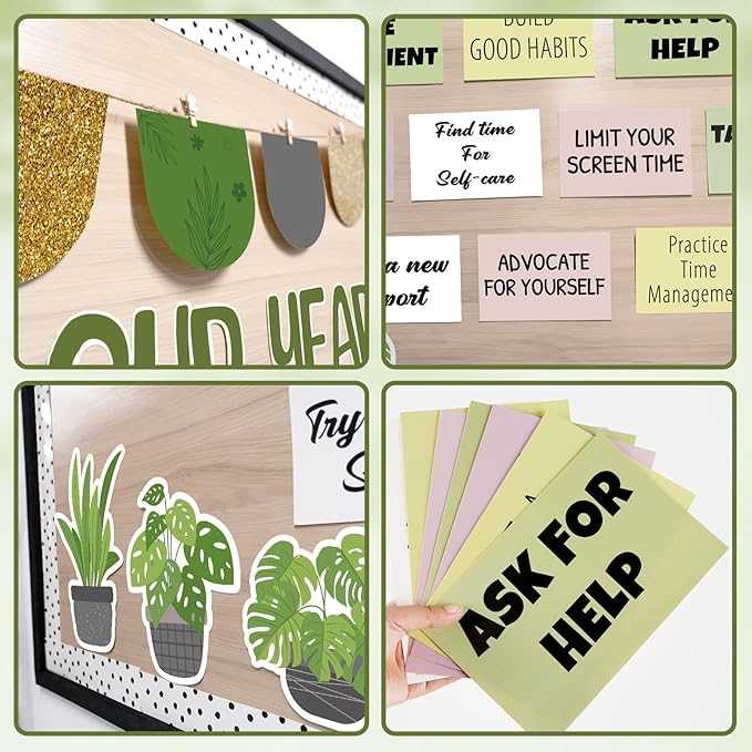 Greenery Classroom Bulletin Board Decorations, Motivational Bulletin Board Set, Growth Mindset Positive Affirmations Wall Decor for Teacher Welcome Back to School Classroom Door Decors