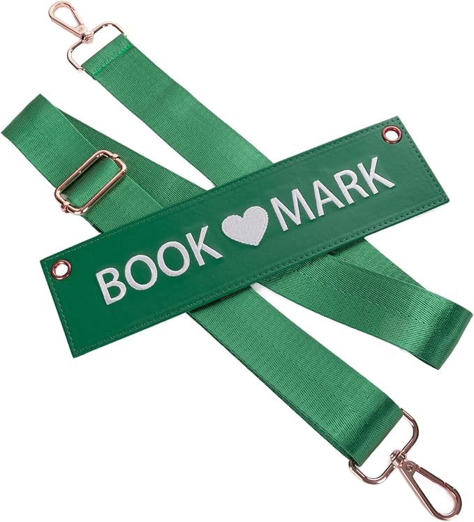 TIDOIRSA Detachable Strap Embroidered Leather Unique Funnys Bookmarks Carrier for Women,Readers,Book Lovers (Green)