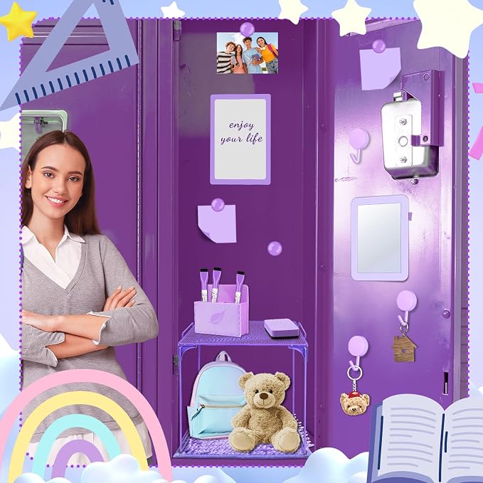 Denylo pro Purple Magnetic Locker Accessories Kit Purple Back to School Essentials Locker Organizer Supplies Include Back to School Essentials