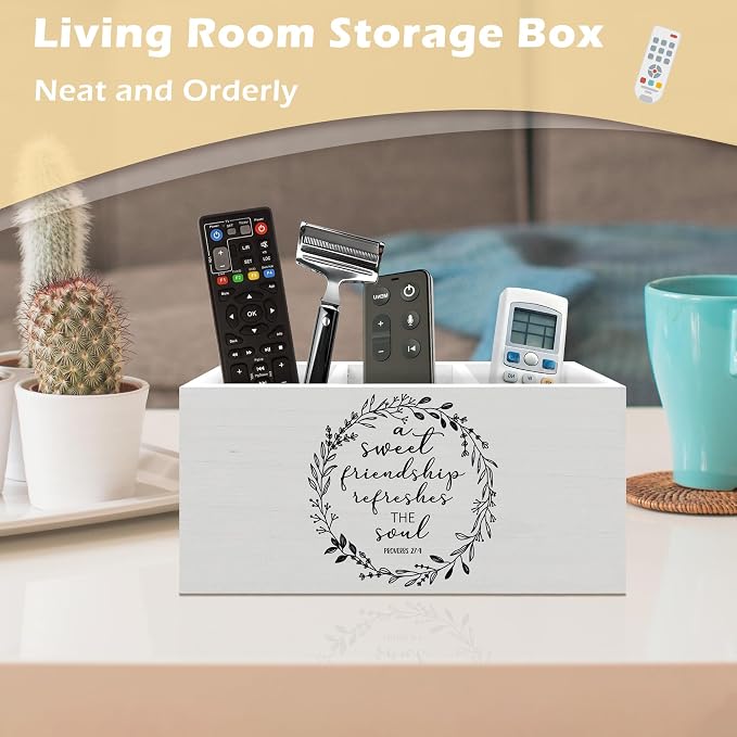 Christian Pen Holder Organizer Desk Decor, Gifts for Christian Women Friends, A Sweet Friendship Refreshes the Soul Bible Verse Wooden Pen Pencil Holders for Home Office Desk Accessories