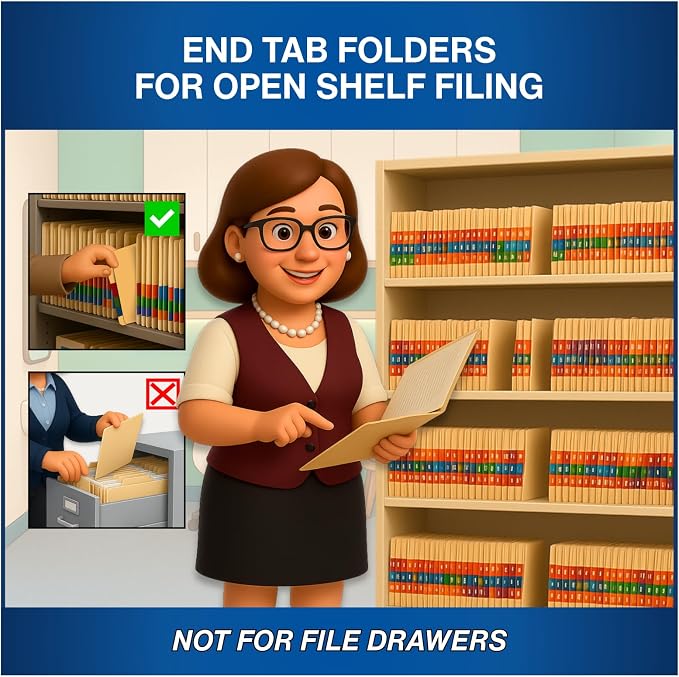 Dark Green File Folders, Doctor Stuff, Letter Size Reinforced End Tab Folder, 14 pt Stock, Box of 50