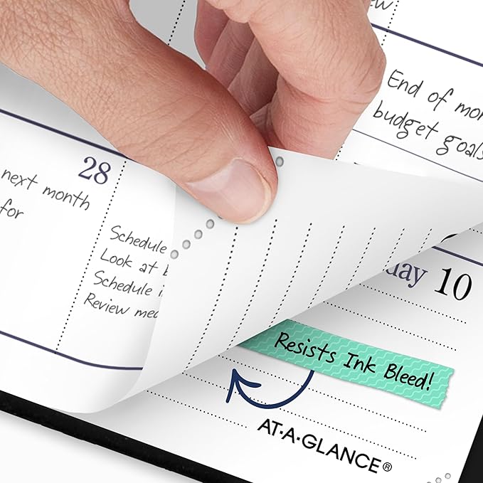 AT-A-GLANCE 2027 Planner, Weekly & Monthly, 3" x 6", Pocket Size Fine Diary, Faux Leather Hardcover, Black Brown (74020527)
