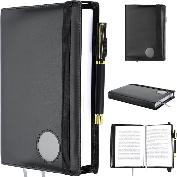 Motipuns Single Aa Book Cover Paperback Protector Medallion Holder Leather Gift for Women Men(Black)