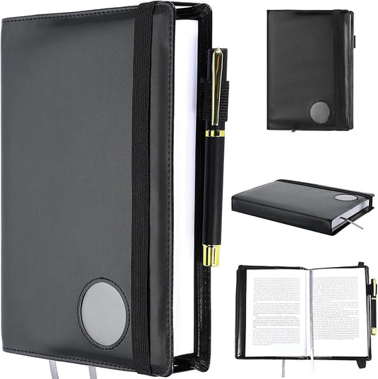 Motipuns Single Aa Book Cover Paperback Protector Medallion Holder Leather Gift for Women Men(Black)