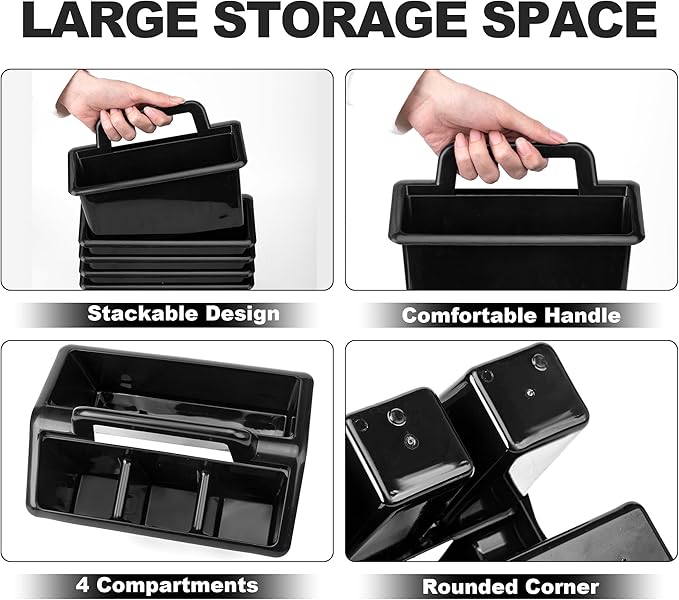 6 Pack Plastic Classroom Caddy For School,Kidsroom,Pencil Holder,Portable Art Craft Caddy Organizer With Handle,Cleaning Caddy Organization For Shower Room（Black