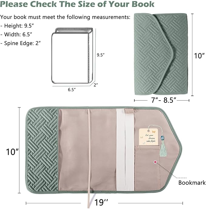 APLUFINE Reusable Book Cover with Magnet Closure - Adjustable Book Sleeve for Book Lovers Gift - Book Protector for Paperback -Book Covers for Hardcover - Book Pouch - Book Carrier