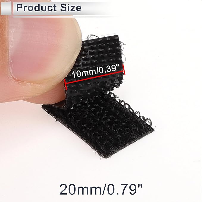 10 Pcs Universal Hook and Loop Tape Adhesive Back Double Sided Sticky-Back Home Office Phone Mount Adhesive Tape 0.39" x 0.79" Black