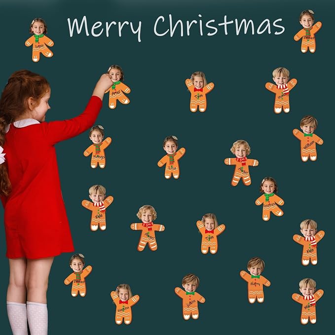 60Pcs Christmas Gingerbread Cutouts Christmas Bulletin Board Decoration Gingerbread Man DIY Photo Craft Cutouts Xmas Classroom Supplies for Teacher Student Winter Holiday Party School Home Wall Decor