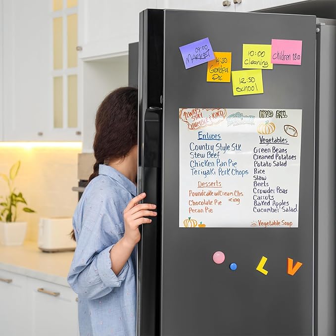 Magnetic Dry Erase Whiteboard for Refrigerators, 18" x 24" White Board on Wall for Organizer and Planner, Kitchen Fridge Shopping List with Marker, Magnetic Eraser and Magnets