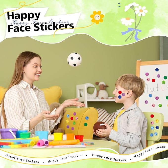 6000 Pcs Happy Smiley Face Stickers for Kids Reward,0.4 inch 10 Colors Mini Round Colorful Reward Labels,10 Styles Happy Face Stickers for School Reward Behavior Chart Students Teacher Supplies