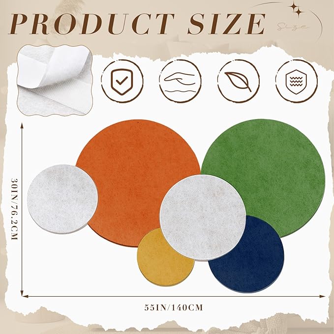 Yerliker 6 Pcs 55 x 30 Inch Self Adhesive Felt Bulletin Board Tiles Thick Splicing Felt Panels for Craft Room, Classroom, Nursery and Playroom Wall Decor(Colorful)
