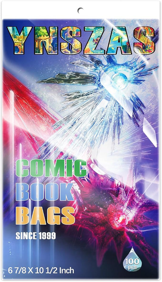 Comic Book Sleeves, Upgrade Polypropylene(PP) Acid-Free Materials,Resealable Crystal Clear Comic Book Storage Boards Bags,20% Thicker Better Comic Collection Display,6.875 x 10.5 Inch,100-Count