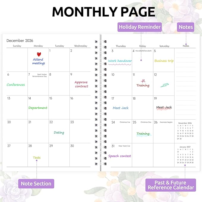 KONVINIT 2026-2027 Monthly Planner, 30 Months Calendar 2025 Planner - Runs From July 2025 Until December 2027-5.9'' x 8.4'' - Purple Monthly Planner 2025-2027 for Office Supplies