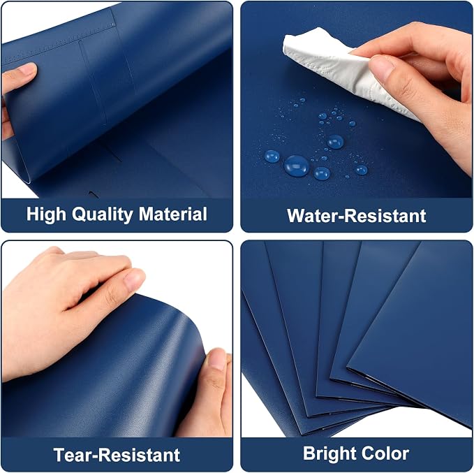 Fulmoon 48 Pack Plastic Folders with 2 Pockets Bulk 11 x 9 Inch Heavy Duty File Pocket Folders and 4 Card Slots Fit Letter Size Paper Cards for Back to School Office Home Supply(Navy Blue)