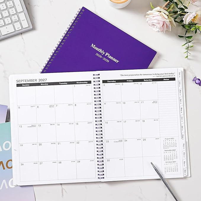 2026-2029 Monthly Planner/Calendar - JUL 2026 - JUN 2029, 3 Year Months Planner 2026-2029, 9'' x 11'', 2-Side Pocket, 36 Monthly Tabs, Purple