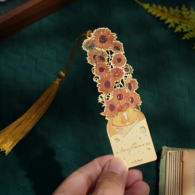 8 PCS Metal Bookmark with Tassel, Van Gogh Book Marks for Reading Women & Men, Book Lovers Gift