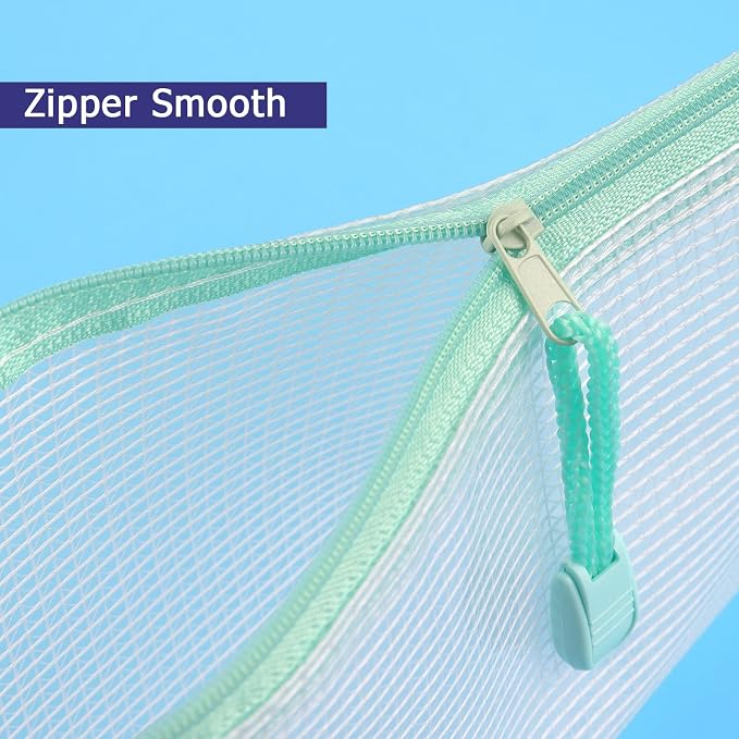 Tamaki 6 Pack Mesh Pencil Pouch Waterproof Bags Plastic Zipper Pouch A6 Size for Classroom Organization School Office Supplies (Macaroon, A6)