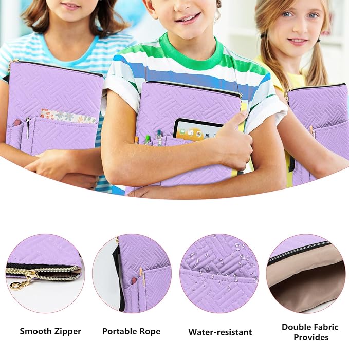 APLUFINE Book Sleeve With Zipper, 11"X9" Padded Book Protector, Washable Quilted Book Covers for Paperbacks, Book Pouch with Pockets for Kindle, Ipad, Book Lover Gifts