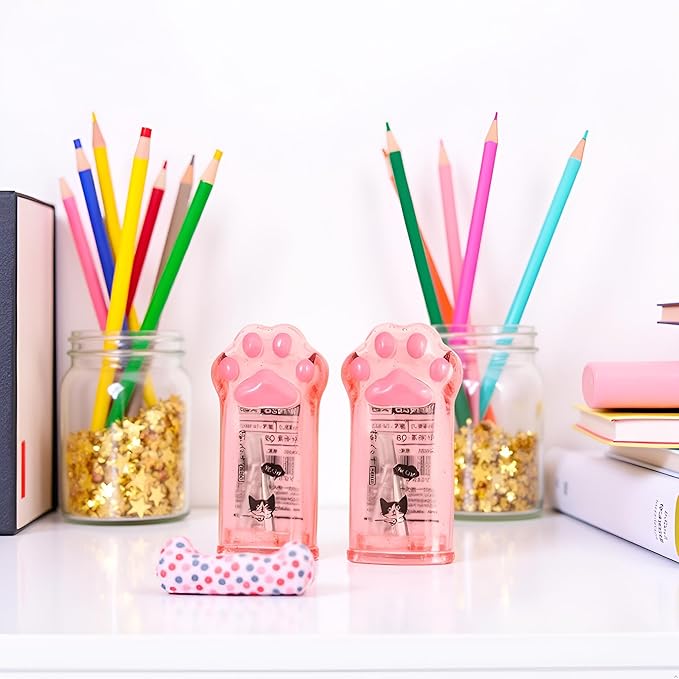 2Pcs Pink Cute Cat Paw Pencil Sharpener Kawaii School Supplies Student Prize Kids Gift Pencil Sharpener Cat Schools Supplies for Girls Cat Lovers Office School Home Writing and Correction Supplies