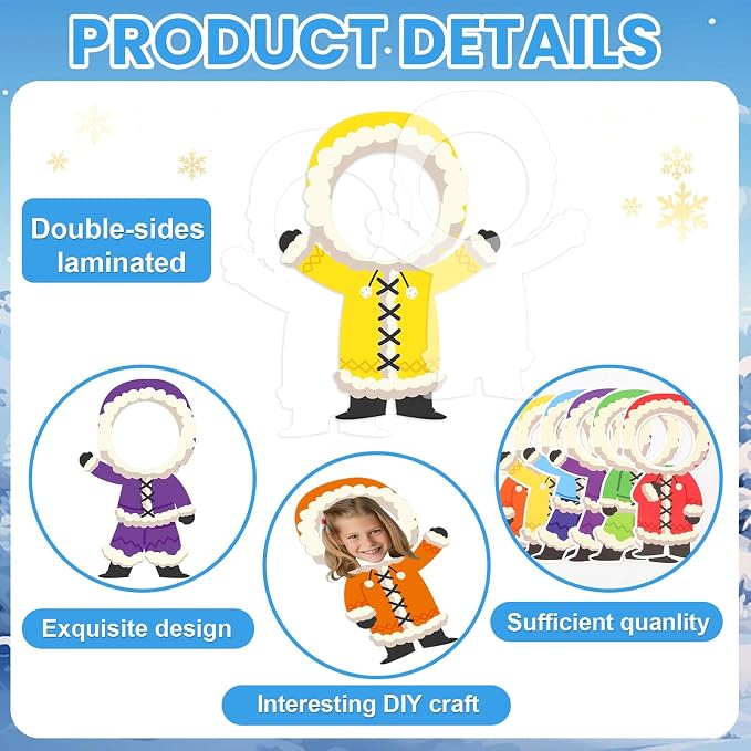 60Pcs Winter Paper Cutouts Bulletin Board Decorations Colorful Inuit Clothing Paper DIY Photo Picture Crafts Winter Christmas Classroom Supplies for Kids Party School Home Birthday Wall Decor