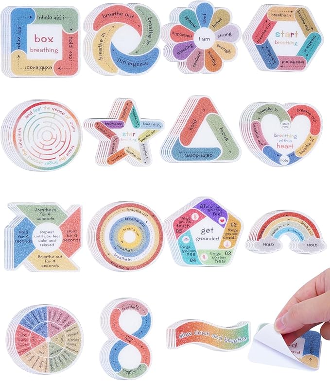 UCEC 90Pcs Textured Stickers, Calm Strips for Anxiety Sensory Stickers Fidget Silent Adhesive Sensory Strips, Sensory Items for Adults Office Teen Tension Student Classroom Supply