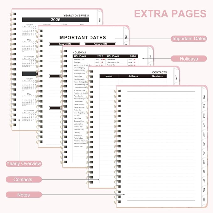 2026 Planner, Weekly and Monthly Calendar Planner Book, Jan 2026 - Dec 2026, Planning Agenda for Desk Accessories and School Supplies - A5 (6.3'' x 8.5'')