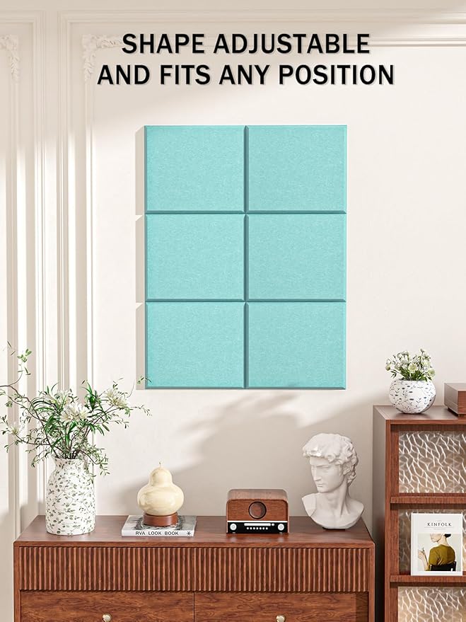 Hsurbtra Cork Board for Wall 24 x 18 Inch, 6 Pack Felt Bulletin Notice Board with Pushpins for Office Home School Farmhouse Wall Decor, Lake Blue