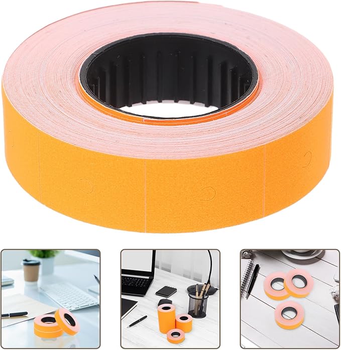 SEWACC 10 Rolls Price Marker Labeler Roll 6600 Double Line Price Label Paper Orange 500 Sheets Set for Retail Pricing and Labeling