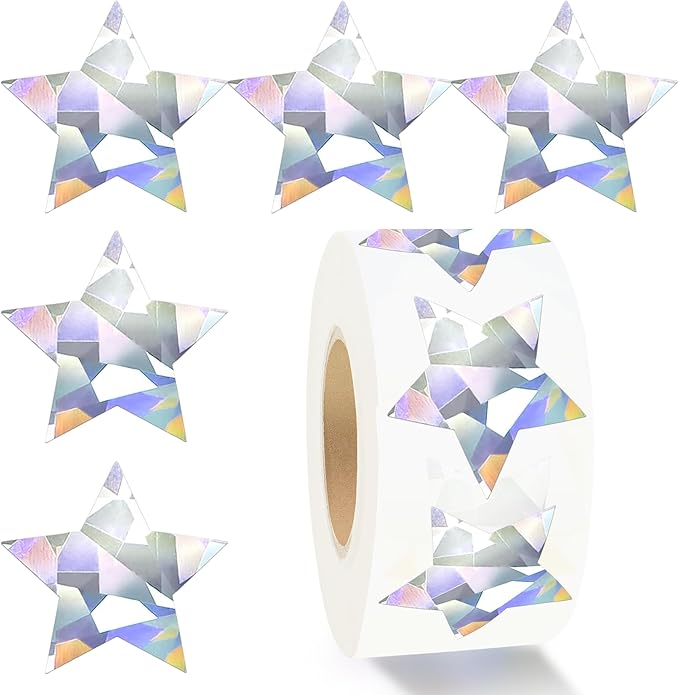 Siliver Star Stickers for Kids Reward,Self-Adhesive Good Foil Star Stickers,Glitter Star Stickers Large 1 Inch,Holographic Stickers Chart for Kids Behavior,Students Teacher School Classroom 500 Pcs