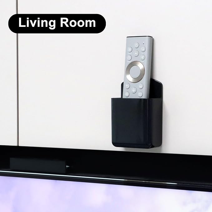 3 Pack Remote Control Holder Wall Mount, Adhesive Remote Holder with Screw Installation Storage Organizer for TV/Media/Air Conditioner Remotes For Home Office School Black