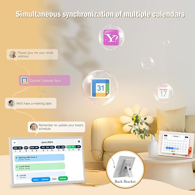 23.8 inch Digital Calendar,electronic digital wall touch screen smart calendar with Google Play Multi-calendar Sync for planner&personal organizers Wall/Desk Stand