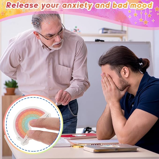 Gersoniel 36 Pcs Anxiety Sensory Stickers Strips Adhesive Textured Mental Health Calm Stickers Mindfulness Fidget Decals Stress Anxiety Relief Items for Therapy Office Desk(Breath Style)