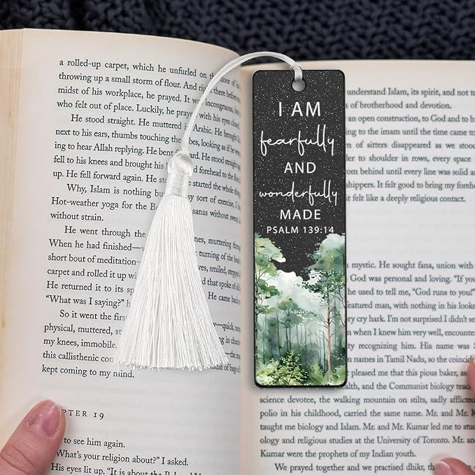 Christian Self - Worth Bookmark, Inspirational Gift for Believers, Uplifting Gift for Spiritual Readers, Spiritual Bookish Present, Unique Forest & Scripture Design Bookmark, WCB85