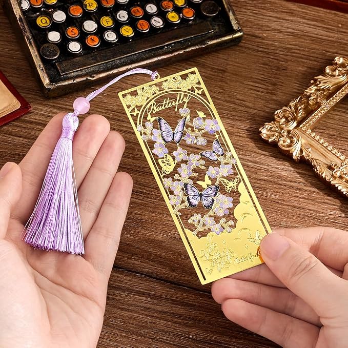 icceemee 2pcs Bookmark Butterfly Flower Theme Pretty Book Marks Set with Bookmarks for Women, Cute Book Markers for Writers, Kids, Teens, Men Readers, Reading Accessories Gifts for Book Lovers