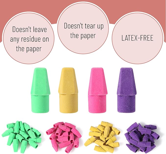 Mr. Pen- School Eraser Combination Set, 66 Pack, Neon Colors, Latex Free Erasers for School, Office, Art Sketching, Homework, Exams, Clean Smudge-Free Correction