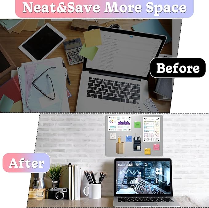 4 Pack Stainless Steel Magnetic Board 17" x 12.6"Magnet Bulletin Board Suitable for Displaying Notes, Photos,Magnetic Letters,Magnetic Board for Wall, Refrigerators, Cabinets