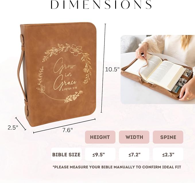 Bible Cover Case for Women - Minimalist Design Debossed Bible Case, Large Bible Covers for Women – Bible Accessories (BrownGold)