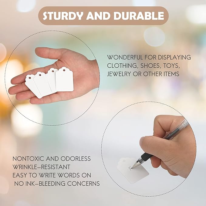 jijAcraft 1000Pcs Price Tags, White Clothing Tags for Retail, Small Kraft Blank Tag for Labeling Price, Size, Number, Writable Price Tag for Business Supplies Selling Jewlry, Clothes (2" X 1.3")