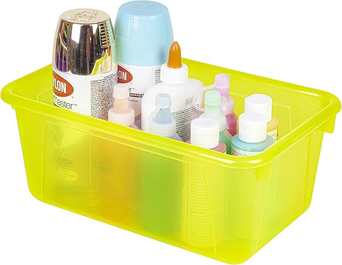 Storex Small Cubby Bin, 12.2 x 7.8 x 5.1 Inches, Candy Yellow, 5-Pack (62476U05C)