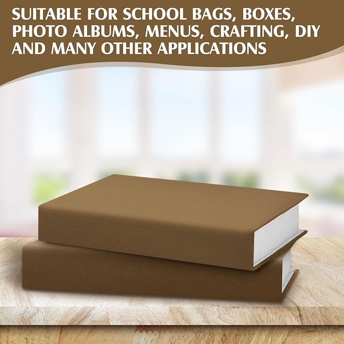 PerKoop Book Cloth for Book Binding 40 x 16 Inch Fabric Surface Paper Backed Bookcover Archival European Durable Strong Bookbinding Supplies Cover Books Album Scrapbooking (Brown)