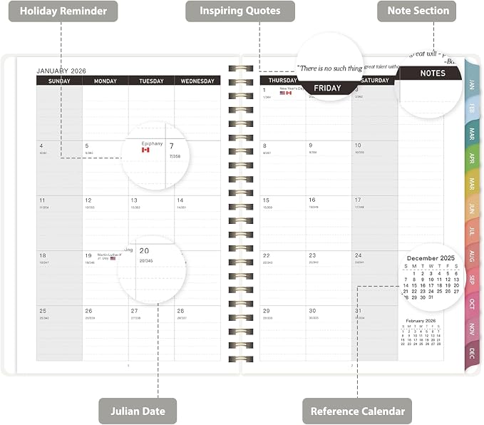 2026 Planner, 8.5" x 11" Weekly and Monthly Large Calendar Planner, Letter Size, Jan - Dec 2026, Hardcover Daily Agenda and Organizers for School Essentials & Office Supplies